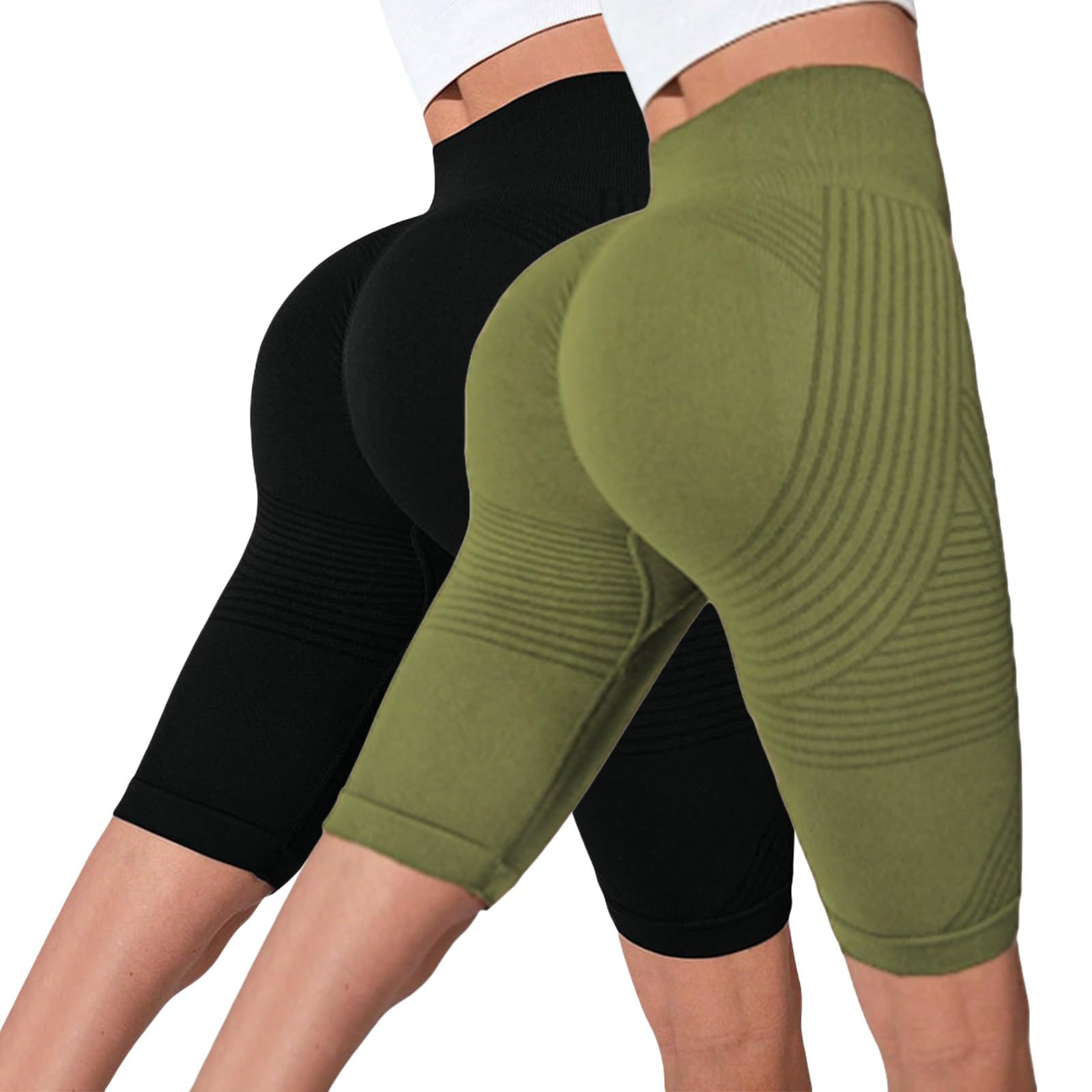 2 Pack Leggins Cortos Mujer Push Up Leggins Anticelulíticos Mujer Leggings Pantalones Verano Deportivos Anticelulitis 3D Compresión Lipedema Mallas Reductores Lipedema Deporte para Fitness y Yoga