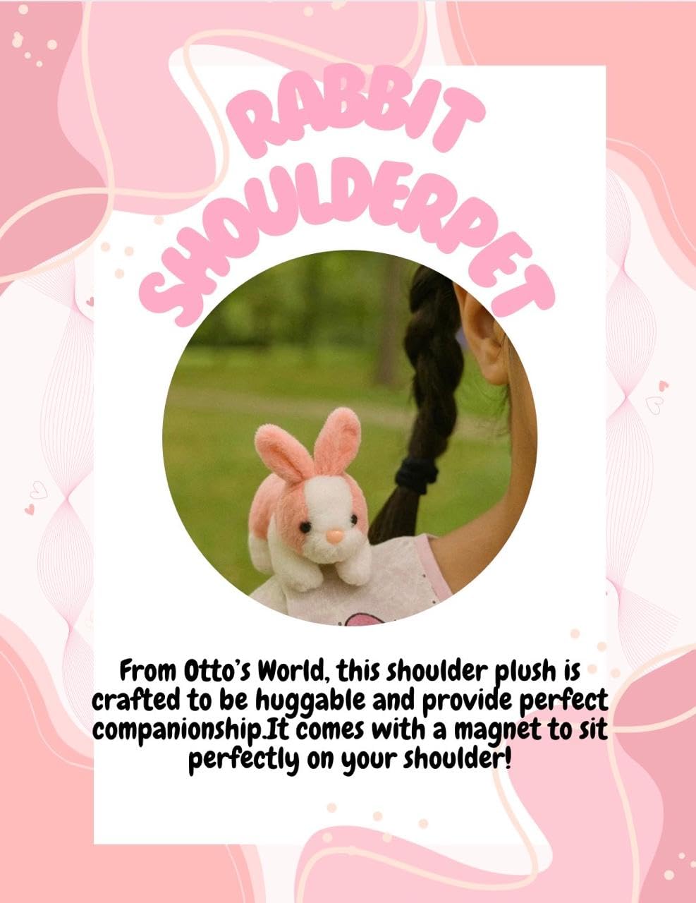 OTTO'S WORLD Magnetic shoulerpet for Kids (Rabbit), Plushie, Soft Toy for Girls/Boys, Cute and Premium Return Gift Birthday 2