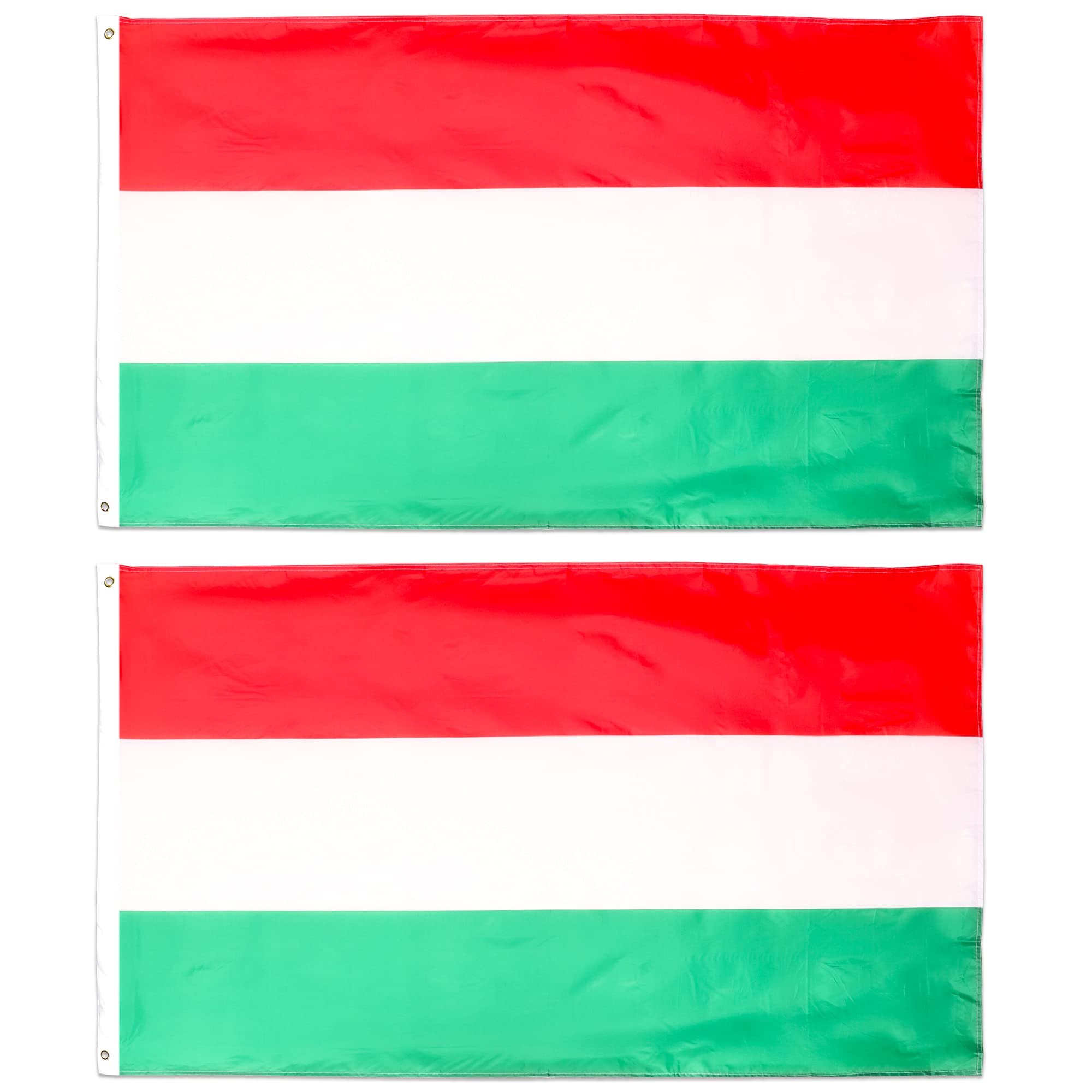 Hungary Flag Fancy Dress Decoration x2- Hungarian Large Flag with Grommets Approx 5 Ft x 3 Ft - Football, Rugby - Sporting Events, Street Parties, Festivals and Celebrations