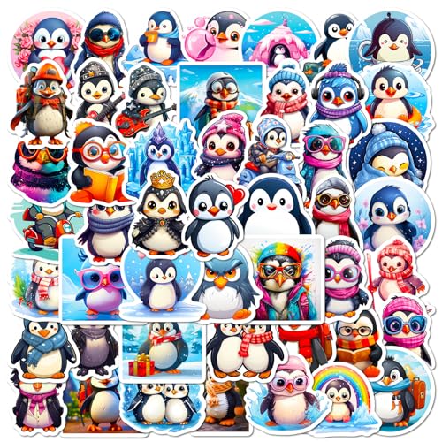 Mistree 50 Kawaii Sticker Pinguin für Kleinkinder, Wasserdichte Sticker zum Kleben, 5 CM