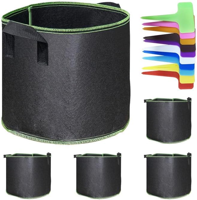 Aimeke 5x Pflanzsäcke 30L Vliesstoff - Kartoffelsäcke Mit Griffen Für Gemüse & Tomaten