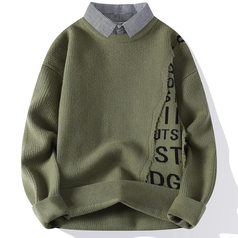 Men's Round Neck Sweater for Autumn and Winter,Knitted Sweater Thickened Warm Sweater2