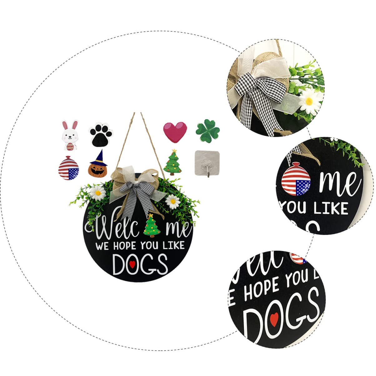 Amosfun 3 Juegos cartel de bienvenida de madera decoraciones puerta Lámina decoración frente muro home decor decoração casa tablero de bienvenida del festival plato de bienvenida de madera