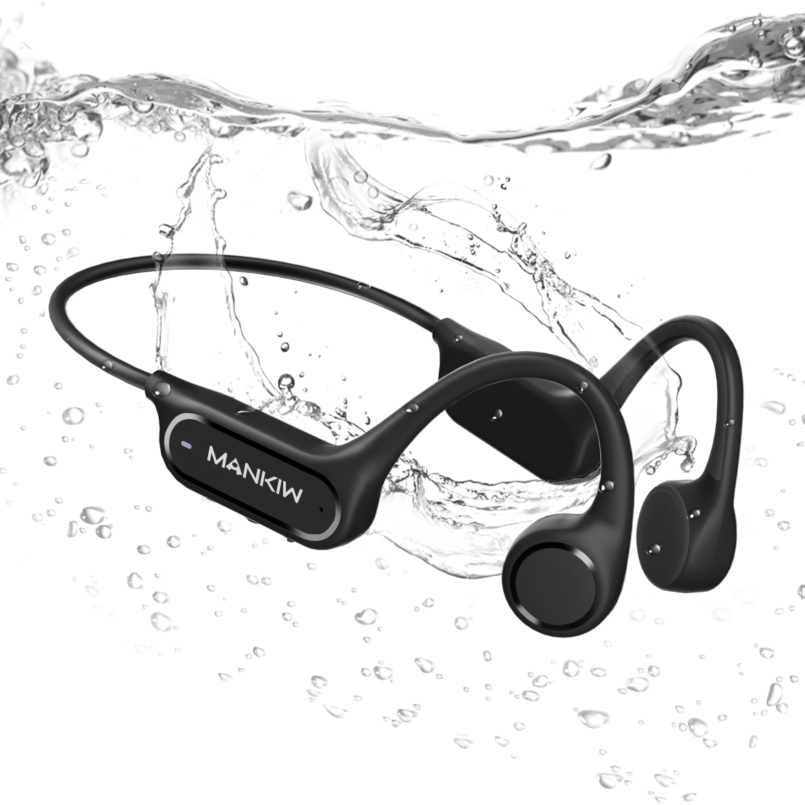 MANKIW Cuffie Nuoto, Auricolari Conduzione Ossea Bluetooth 5.4 IPX8 con Memoria da 32 GB e MP3 Player per Nuoto, Corsa