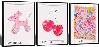 Pink Balloon Dog And Sweet Like Cherries Pink Wall Art Retro Energy Prin...