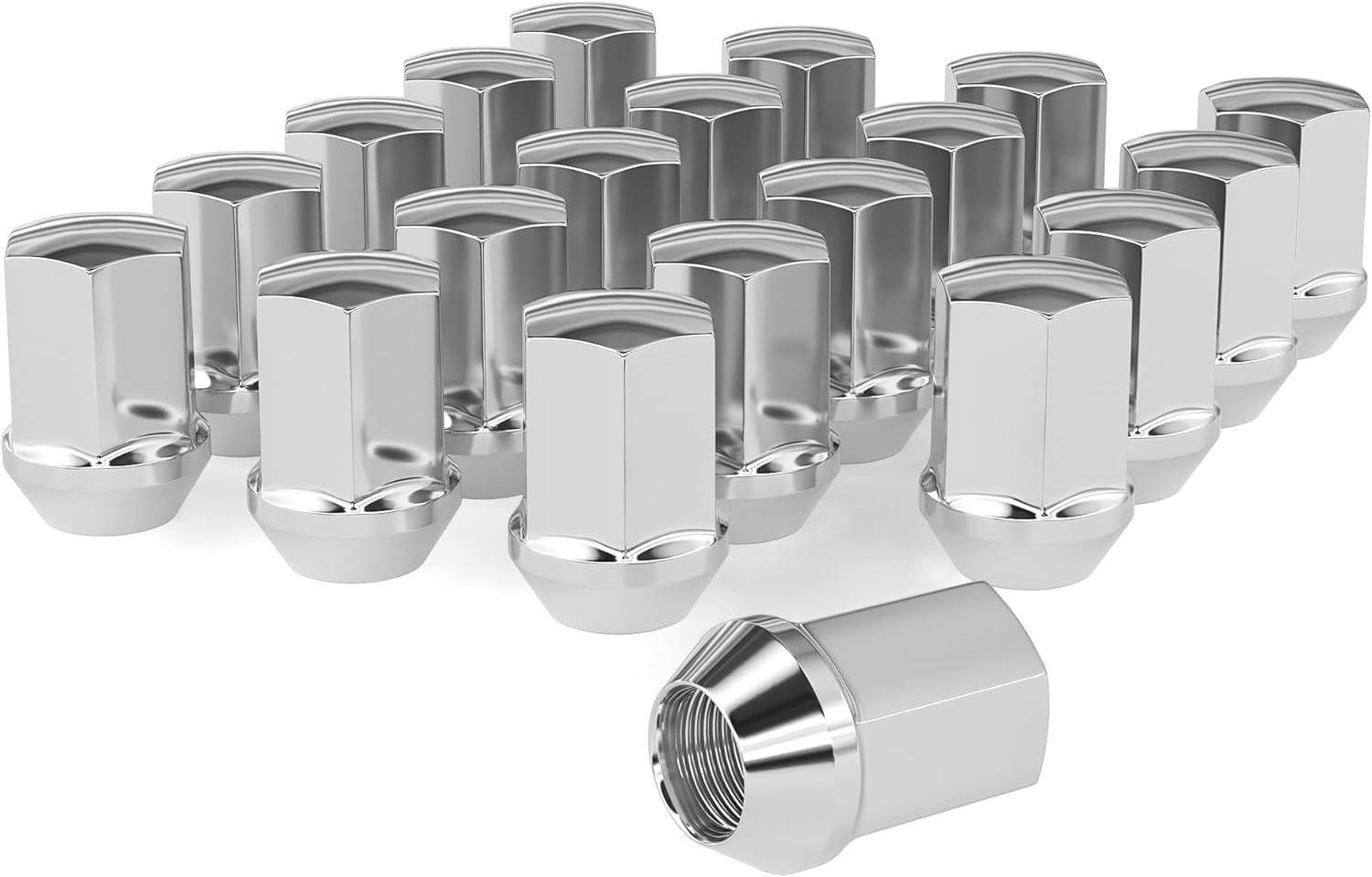 20 PCS 9/16-18 Pitch Studs Wheel Lug Nuts, 1.5 inch Height OEM Factory Style Acorn Seat Lug Nuts, Chrome Finish, 7/8" Hex, 60 Degree Conical Seat