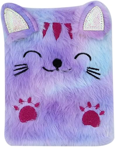 Miniatura 1 de Bonito cuaderno de animales para niñas, mujeres, adolescentes, lindo gato mullido, bloc de escritura A6, rayado, 160 páginas