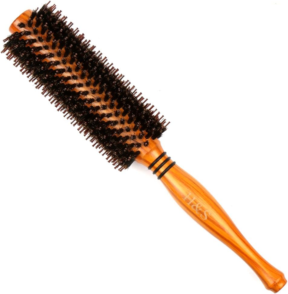Amazon.com : Boar Bristle Round Hair Brush Set with Nylon Pin, Wooden ...