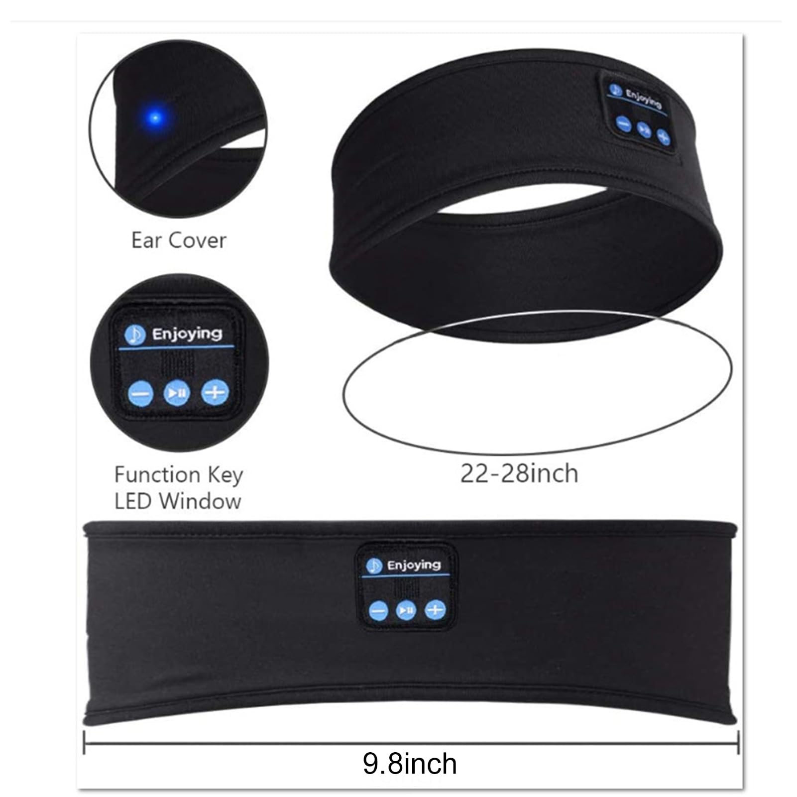 Auriculares inalámbricos deportivos, auriculares para dormir, diadema Bluetooth 5.2, altavoz estéreo HD, para dormir, entrenamiento, correr, yoga, viajes