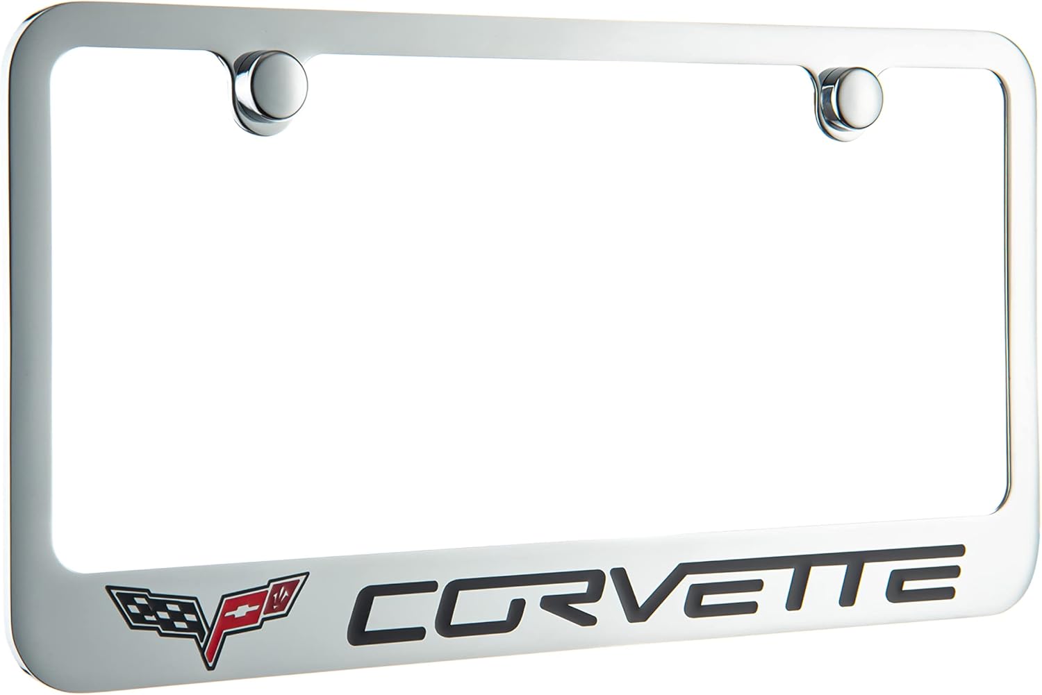 Corvette C6 with one Logo Chromed License Frame, Officially Licensed.