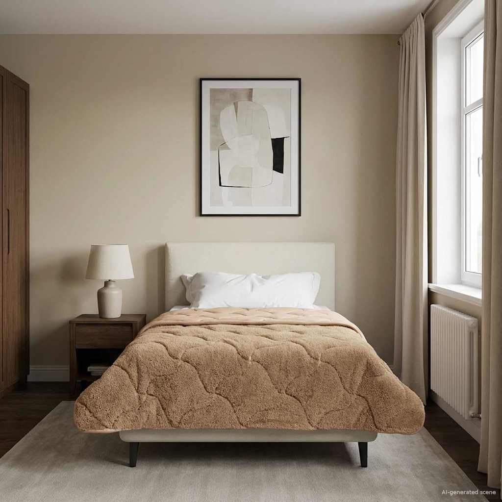 Edredón para todo el año, acolchado, color topo, 140 x 220 cm, microfibra, transpirable, regula la temperatura, suave, apto para dormitorio, cama doble, apto para alérgicos