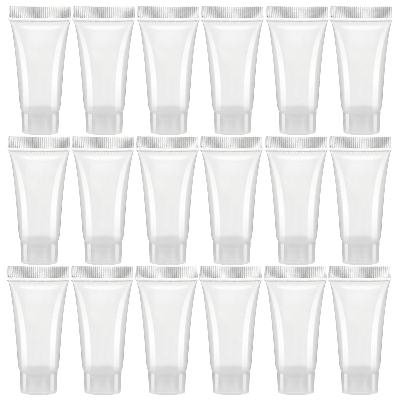 Ericotry Transparent 20Pcs 5Ml Clear Empty Refillable Plastic Soft Tubes Bottle Cosmetic Sample Bottles Jars Travel Makeup Container With Screw Cap For Lip Gloss Balm Body Lotion Shower Gel Shampoo Facial Cleanser (5Ml)