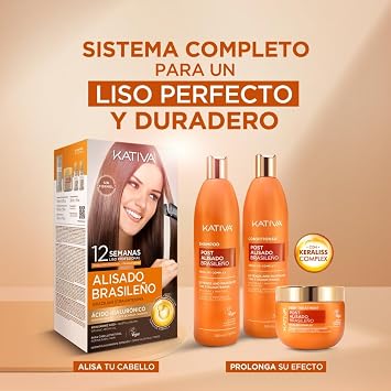 Kativa Kit Post Alisado Brasileño Shampoo, Conditioner And Intensive Repair Treatment