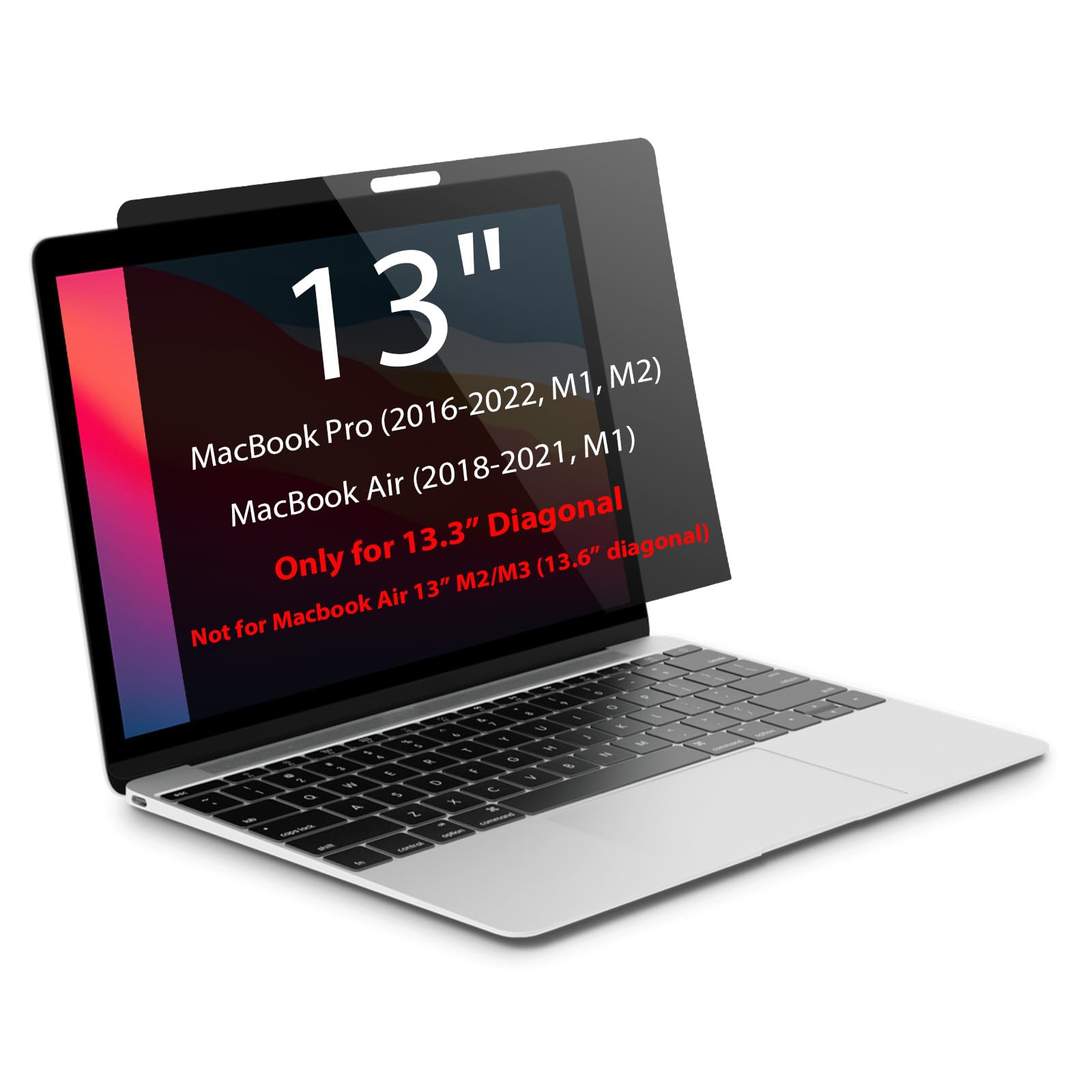 Magnetic Privacy Screen for MacBook Pro 13 inch (2016-2022, M1, M2) and MacBook Air 13 inch (2018-2021 M1, 2025 M4), Removable Screen Protector, Blue