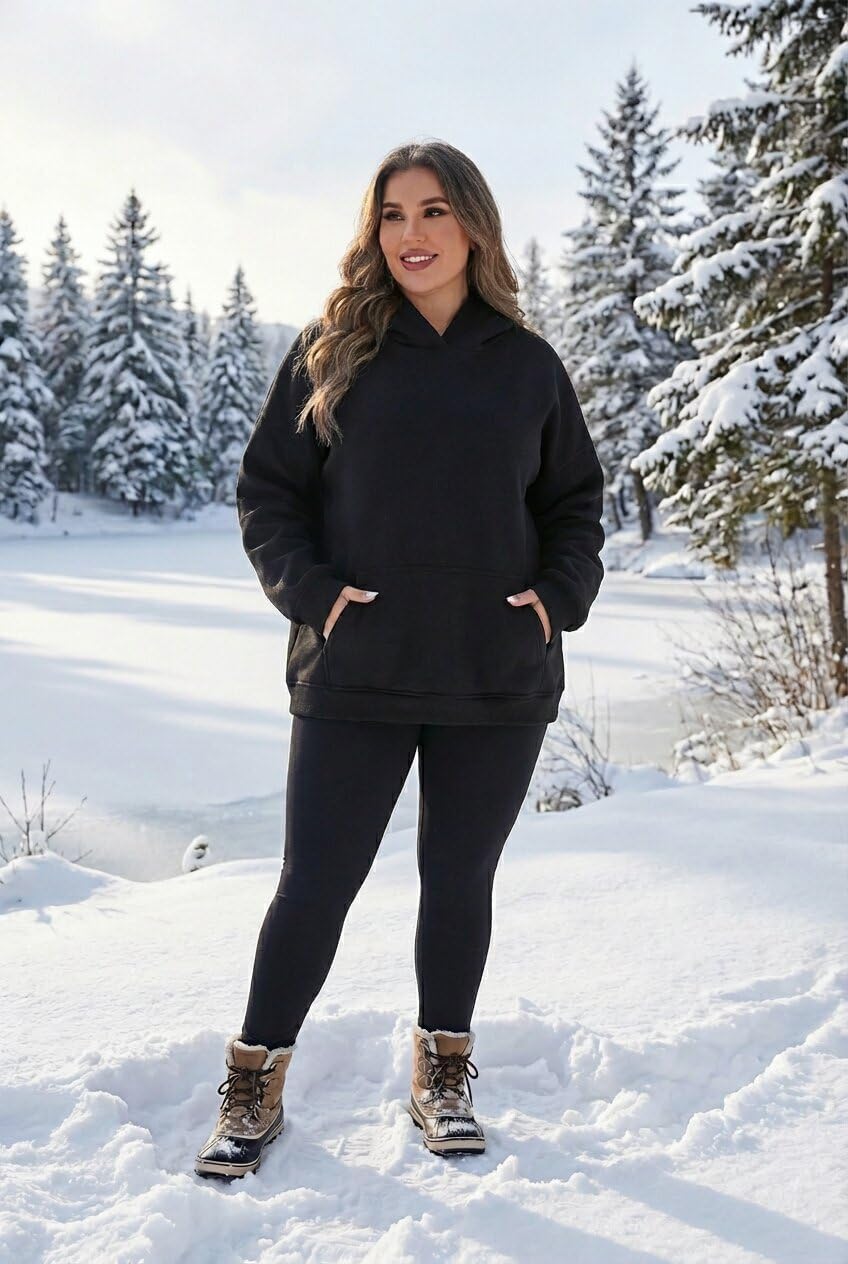 OLRIK Womens Plus Size Hoodies Oversized Fleece-Lined Thick Sweatshirts Cozy Hooded Pullover Winter Clothes - Image 2