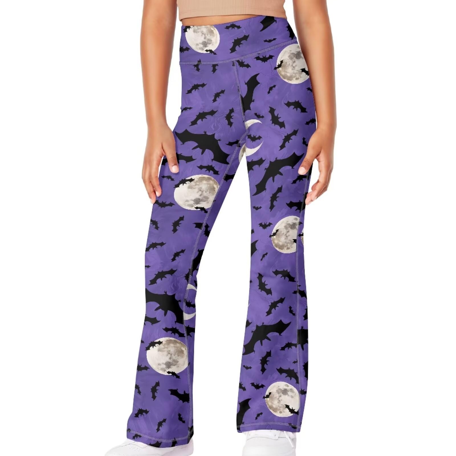 GWDDCMGYH Girls Leggings Floral Print High-Waisted Flared Pants 5-14 Years