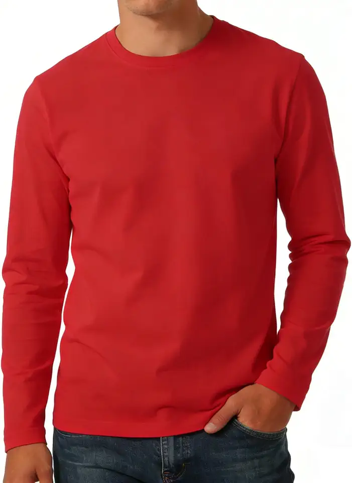KikizYe Men's Long Sleeve T-Shirts Cotton Crewneck Tee