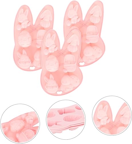 Miniatura 4 de Zerodeko Molde de conejo para galletas de Pascua, moldes de conejo para conejito de chocolate, manualidades, moldes de silicona para cubitos de