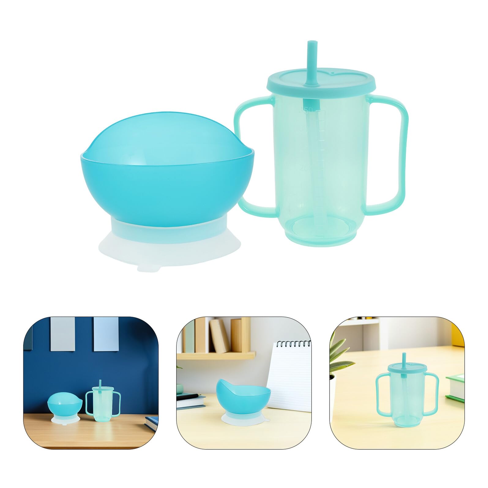 Vasos Vasos para Alimentos Líquidos con Pajita Cuenco de Alimentación Apto para Personas con Temblores para Personas Mayores Pacientes