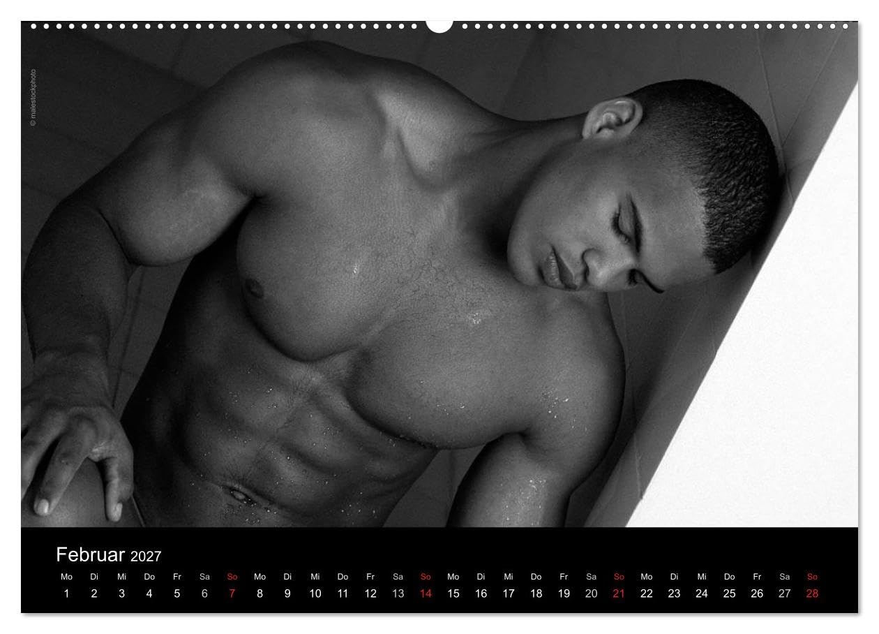 CALVENDO - Traummänner Männerträume (Wandkalender 2027 DIN A2 quer), Monatskalender: Querformatiger Monatskalender mit 13 schwarzweissen Fotos von träumenden Traummännern
