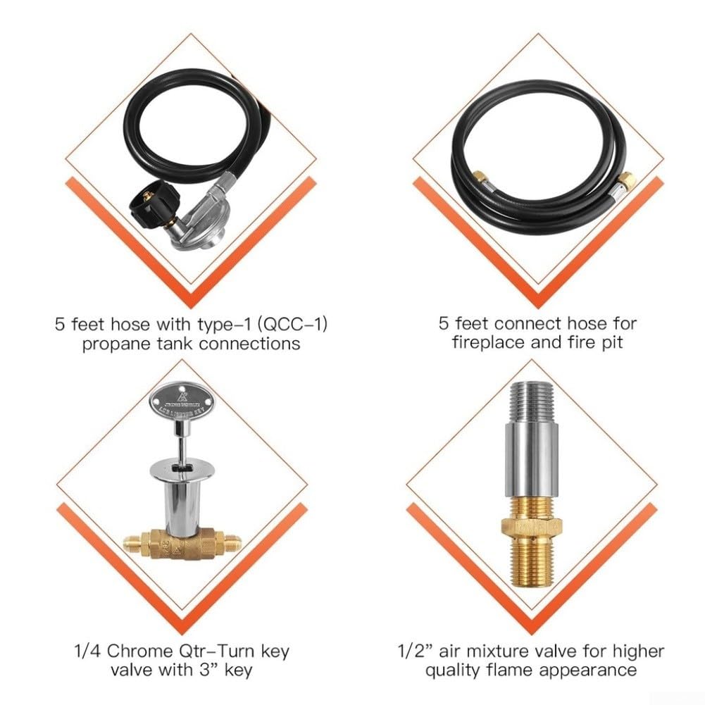 Minhe Kit de manguera de gas propano de 150 K BTU con accesorios de latón y válvula mezcladora de aire para calefacción de barbacoa al aire libre