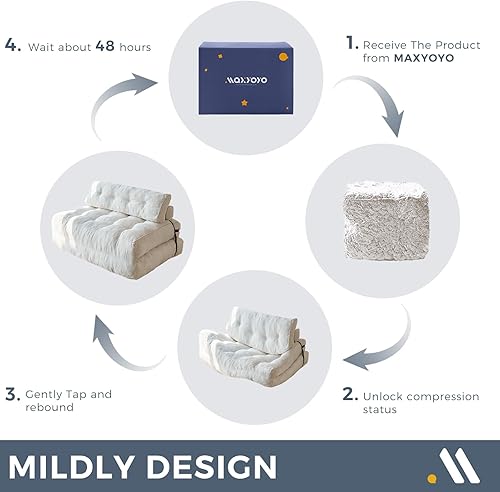 Vista 4 de MAXYOYO Sofá Cama Plegable, Silla Convertible para Dormir con Almohada Colchón Plegable con Soporte para la Espalda, Silla Cama Plegable Portátil