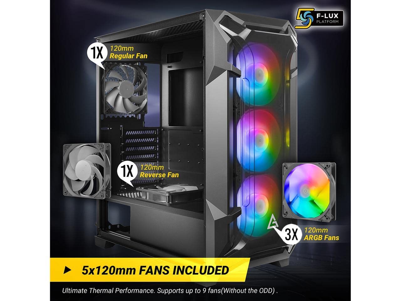 Caja Gaming ANTEC DF600 Flux ATX 2XUSB3.0 SIN Fuente RGB