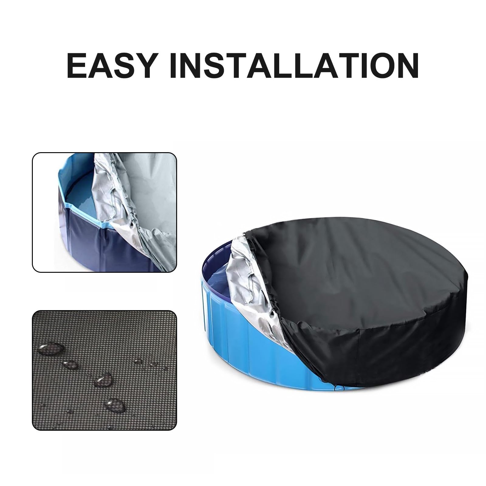 TOYANDONA Cubierta para Piscina Redonda de Tela Oxford 210d, Plegable, Diámetro 162 Cm X Alto 30 Cm, Funda Protectora para Baño y Piscina Exterior, Resistente Lluvia