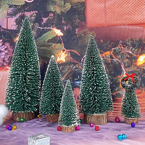 Notigat Mini Christmas Tree Bottle Brush Christmas Trees With Wooden Bases Christmas Decorations For Party Table Top Decer Christmas Tree （5Pcs） #TOP4