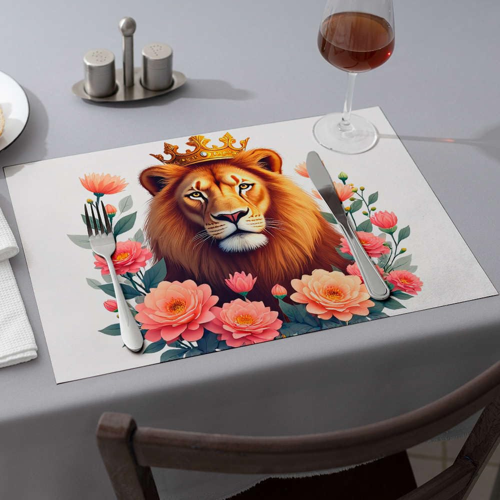 Sets de table de Pâques anti-tache motif lion pour protéger votre table