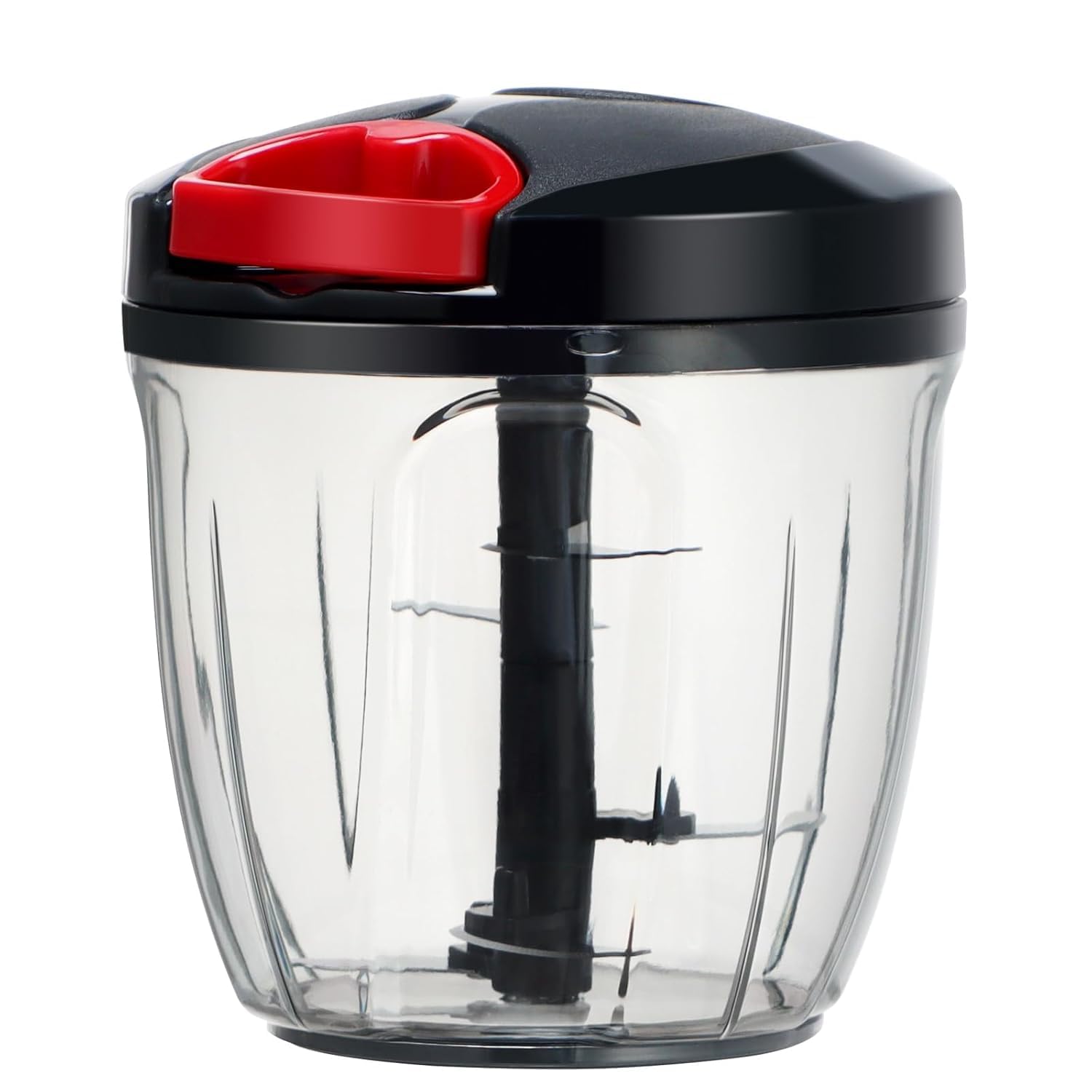 Manual Hand Push Vegetable Chopper Kitchen Cutter for Onion, Garlic, Fruits, Vegetables, Nuts, Unbreakable Container, Food Processor Salad 1000ml (Black)-image-25