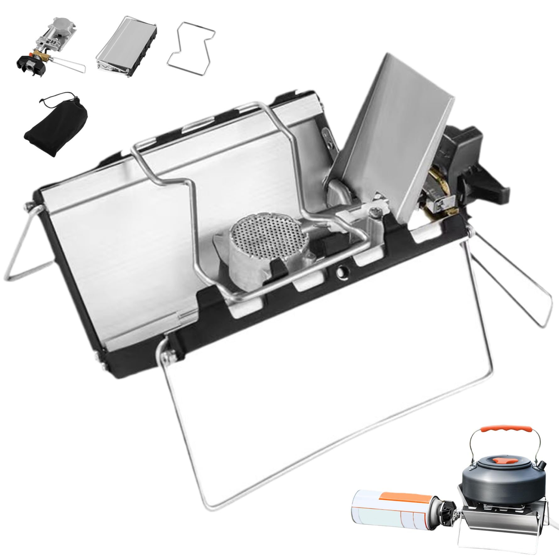 Réchaud de camping portable 3500W et poêle à cassette à vent pour randonnée