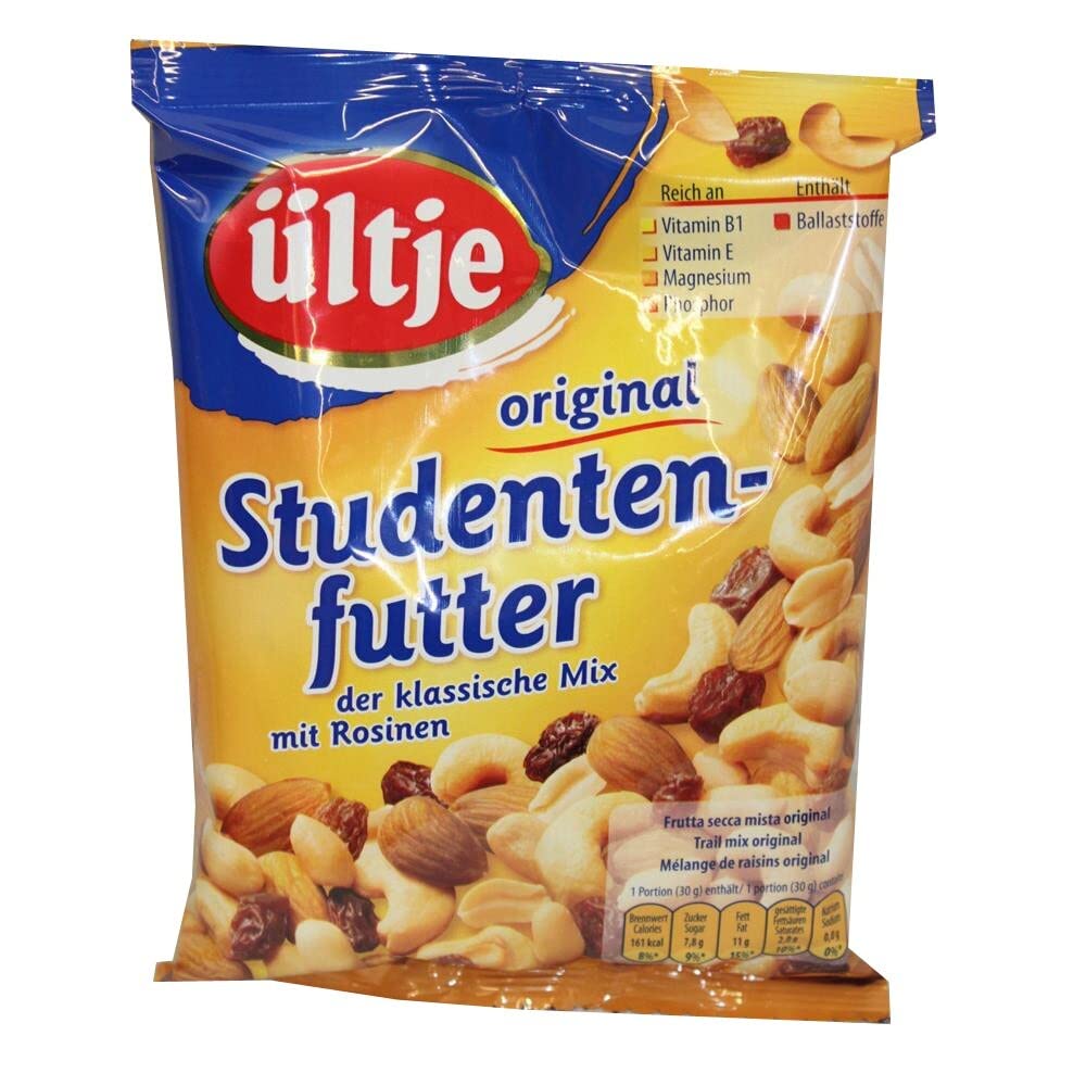 Ültje Studentenfutter mit Rosinen das original 12er Pack (12x200g Beutel) + usy Block