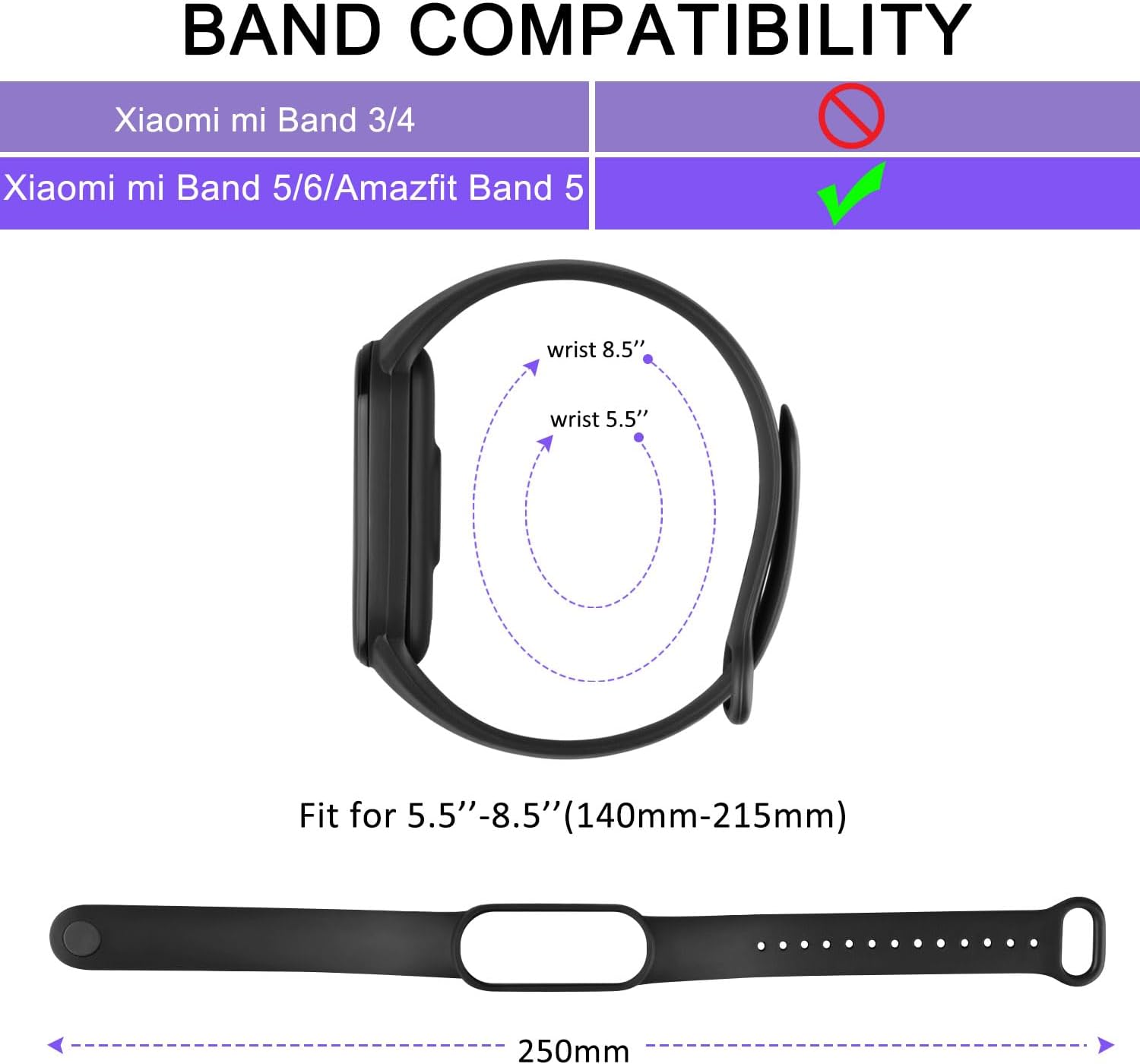 Vancle 3 PACK Bands for Amazfit Band 5 Replacement bands, Soft Silicone Sport Strap Wristband Compatible with Amazfit Band 5 Watchband Accessories image 2