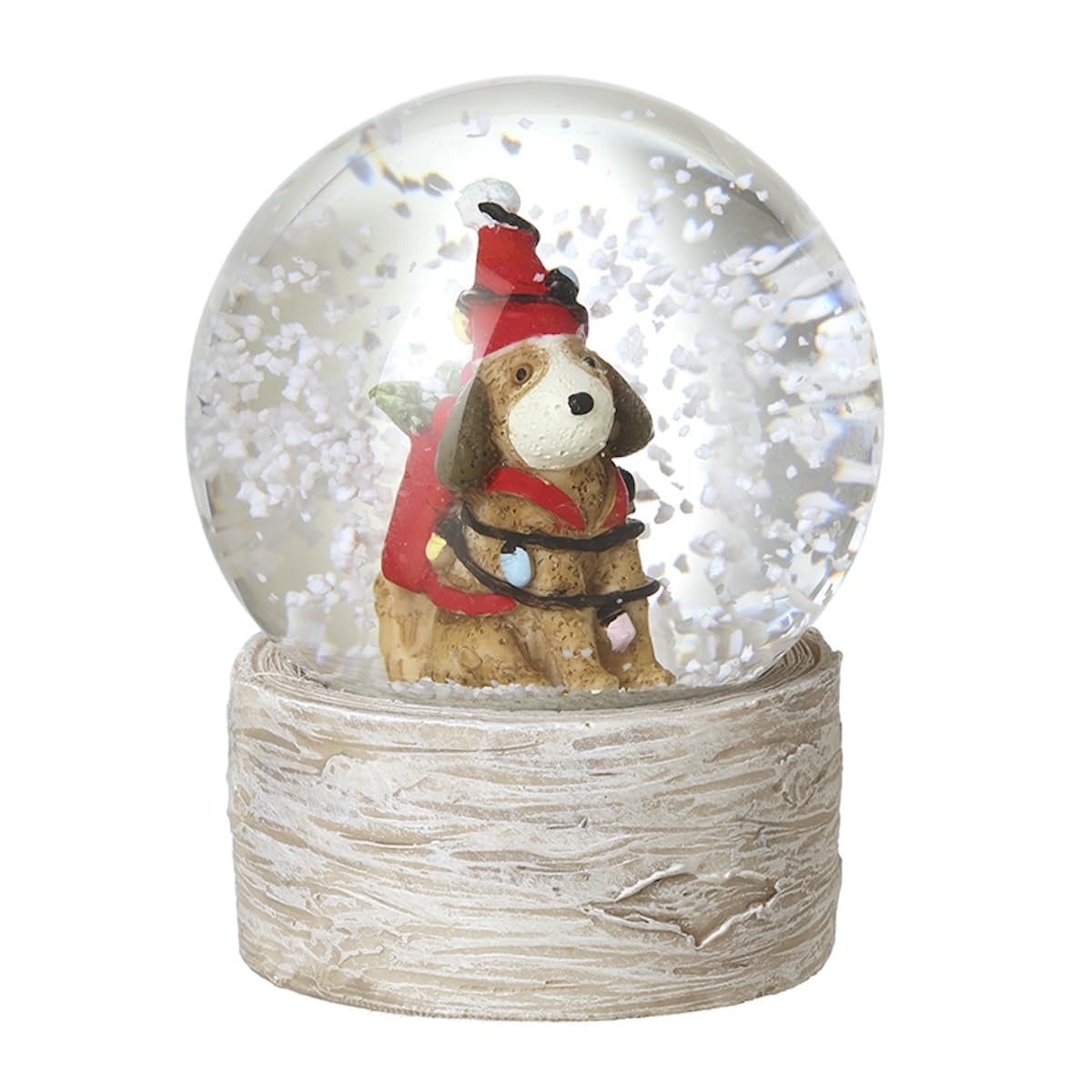 Heaven Sends Dog with Fairy Lights Christmas Snow Globe