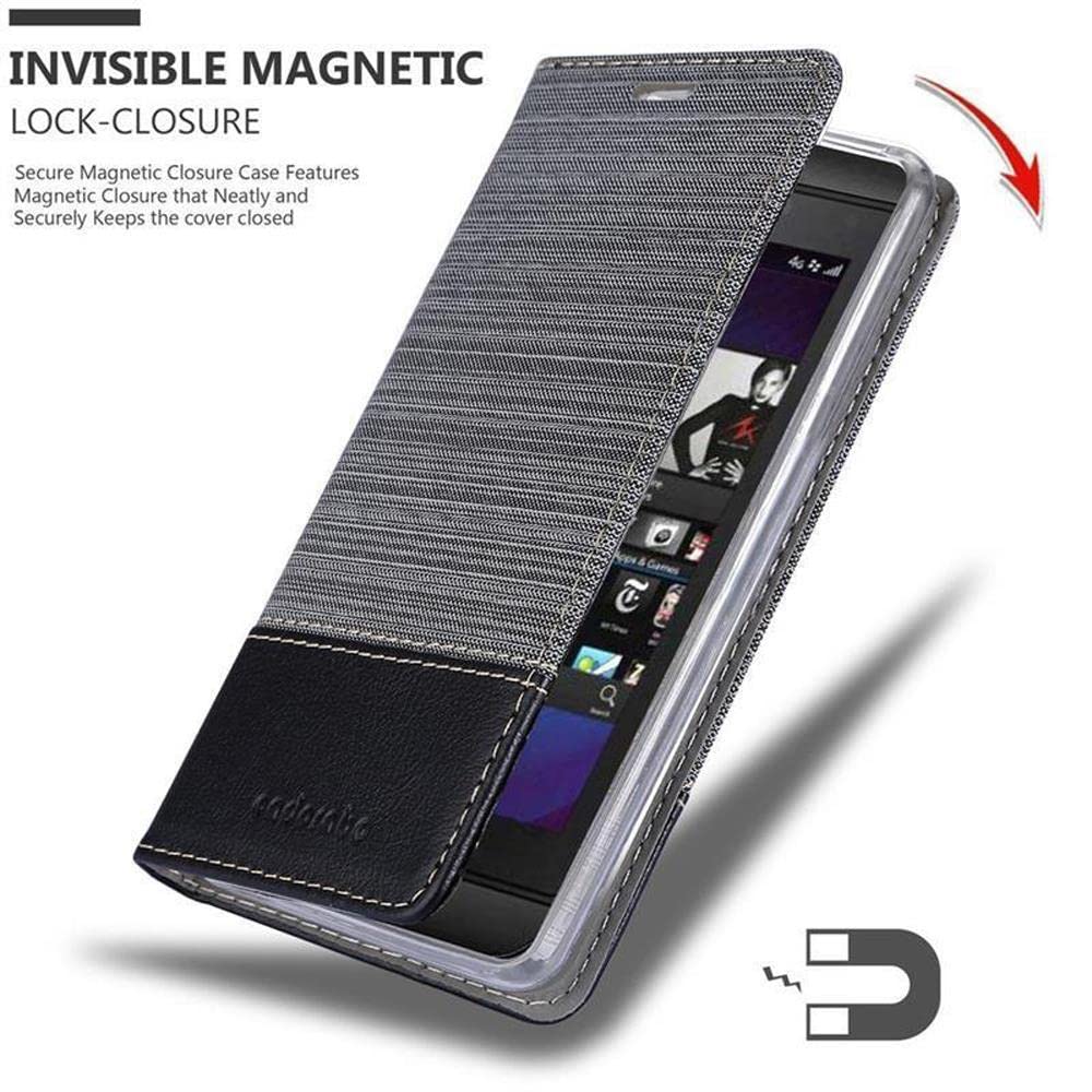 Cadorabo Custodia Libro Portafoglio Per Blackberry Z10 - Finta Pelle Nero Di Notte, Con Chiusura Magnetica, Slot Per Carte E Funzione Stand