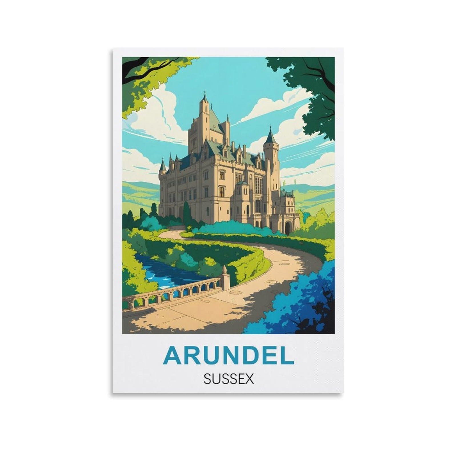 EZMLFA 5D Diamond Painting Kits for Adults,Arundel Sussex,Diamond Painting,Landscape Gem Art Kits Adult and Crafts Home Decor 40x50cm