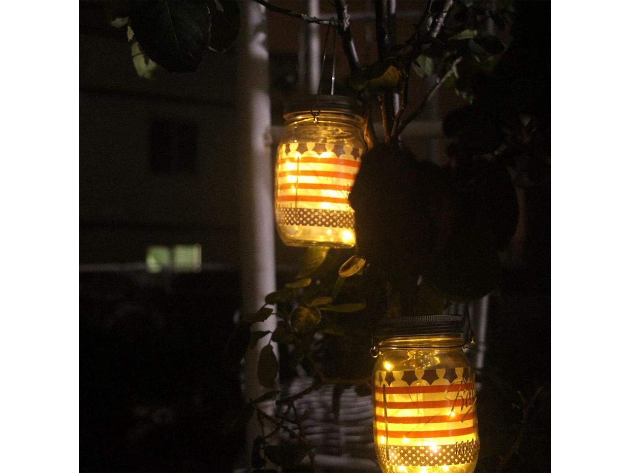 YJFWAL Solar Mason Jar Lights - 8 Pack 30 LED Waterproof Fairy Lights With Hangers