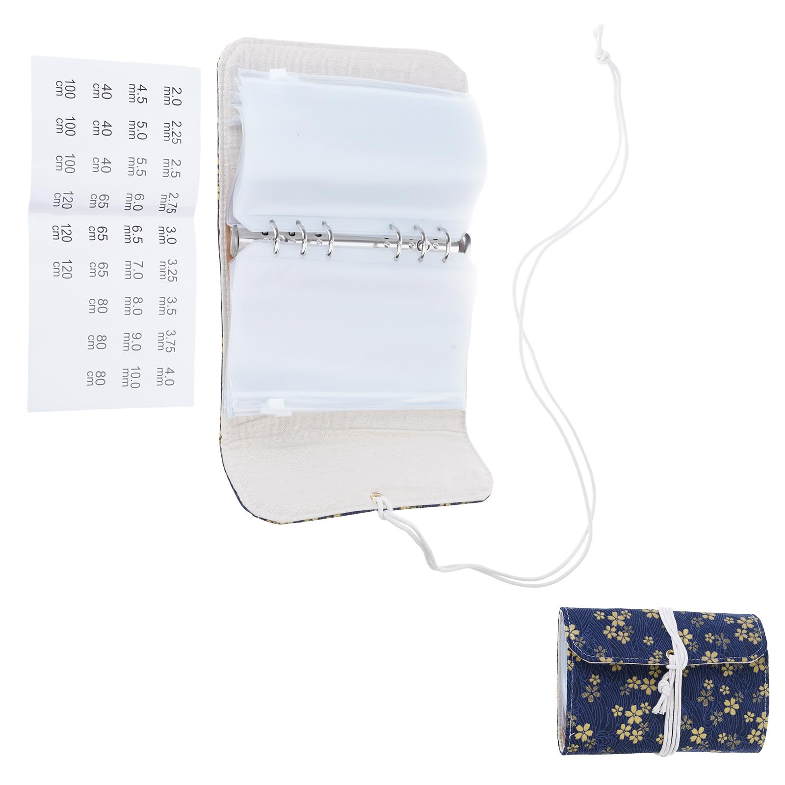 Piexangh Black Flower Multipurpose Knitting Needle Organiser Circular Needle Bag With 12 Zippered Binder Pocket For Knitting Sewing Project Embroidery Pouches