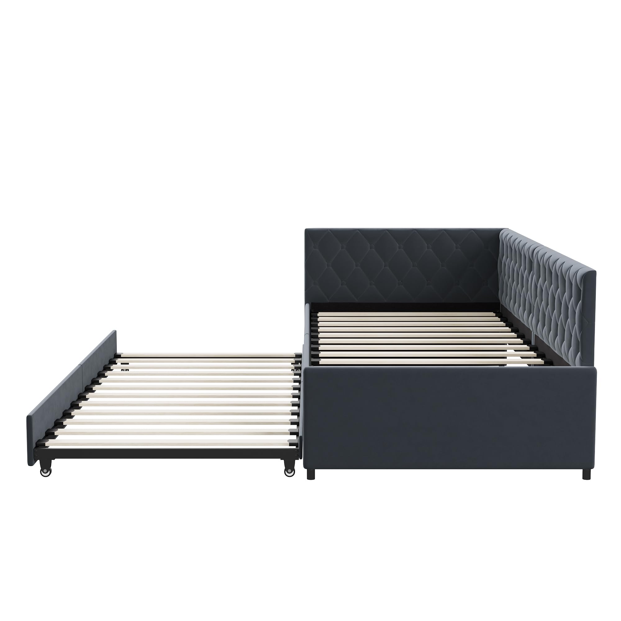 BestAlice Divano Letto imbottito 90 x 200 cm, letto estraibile con rete a doghe e divano letto allungabile velluto, letti singoli imbottiti, letti singoli per il giorno degli ospiti, nessun materasso
