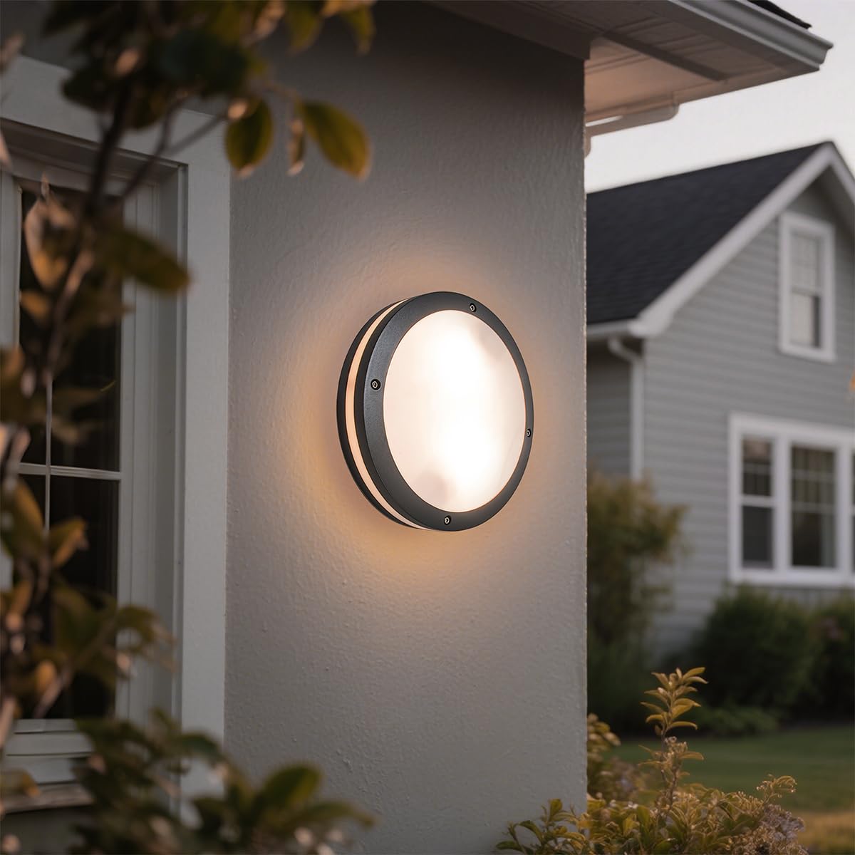 Qazqa Modern außen Wandleuchte, Außenlampe, Wandlampe für den Garten - Glow - Dunkelgrau, max. 15W, Geeignet für LED, 30cm, IP54, Rund, 2-flammig