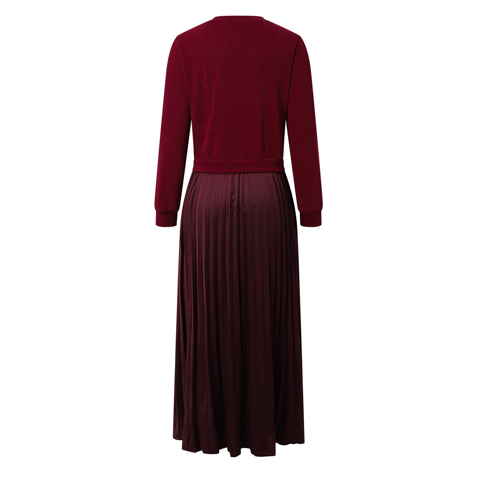 Nuevo Vestido de Invierno para Mujer con Cuello Redondo, Tiras y Pliegues