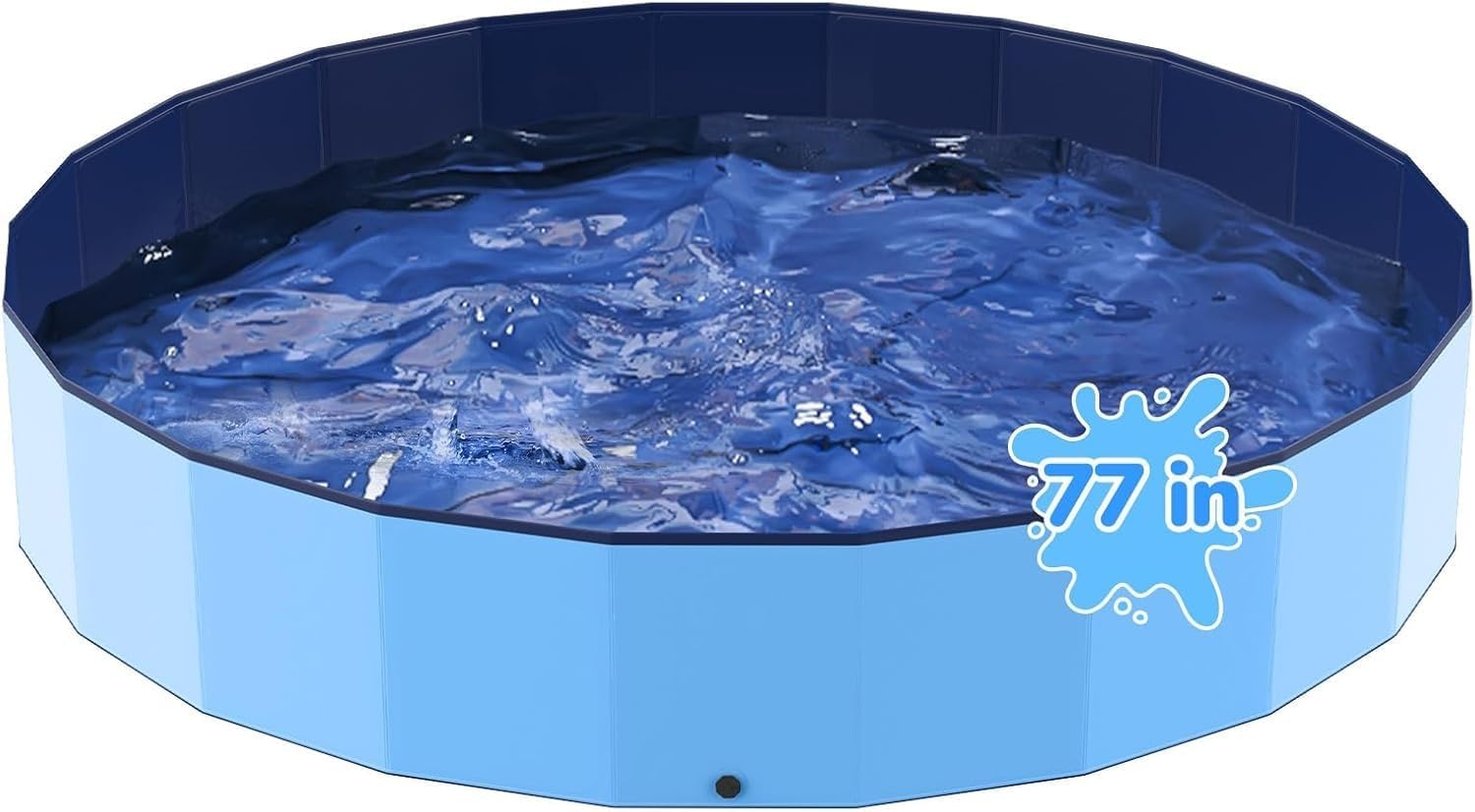 77'' Foldable Dog Pet Bath Pool, Thick PVC & Reinforced PP Board, Non-Slip Portable Wading Pool, Indoor Outdoor Bathtub for Puppy Small Medium Large Dogs & Kids