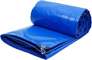 Lona resistente de color azul de 450 g/m², lona impermeable de 0,75 mm de grosor con ojales, ideal para camping, jardín y tienda de campaña impermeable (tamaño: 2 x 4 m)