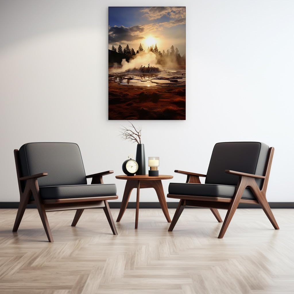 Canvas for Living room. Dawn or Dusk: Reflecting Serenity in Nature's Embrace, 27 x 18 inch Canvas Wall Art - Contemporary Masterpieces - Modern Home Decor