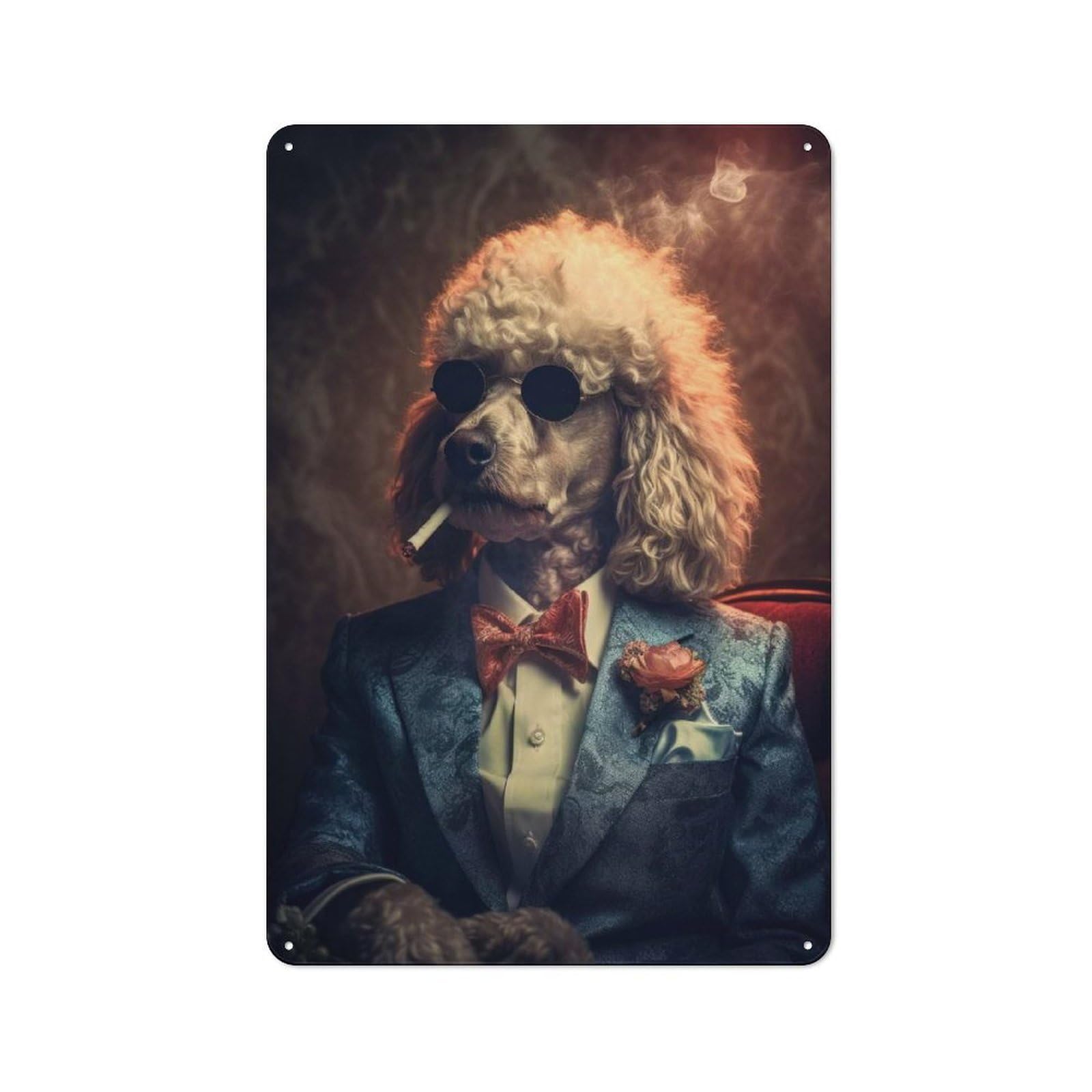 Junmoney Classy Poodle Pet Lover Decorative Metal Plaque, Wall Decor For Pet Corner, Living Room Or Hallway, 30X20cm