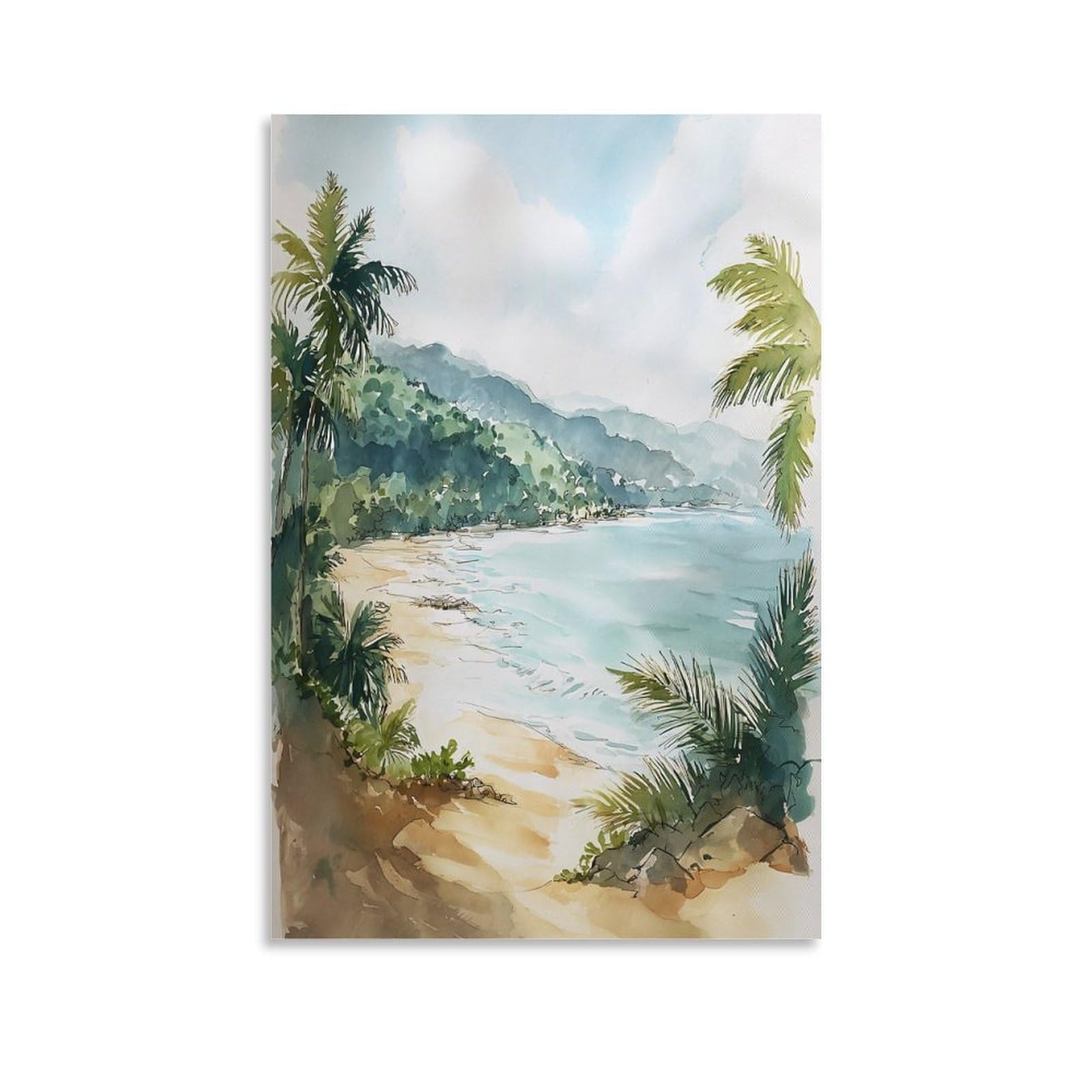 XWYMXZ Costa Rica Watercolor Print Arenal Volcano San José Travel Posters 16x24inch(40x60cm) Vintage Watercolor Canvas Art