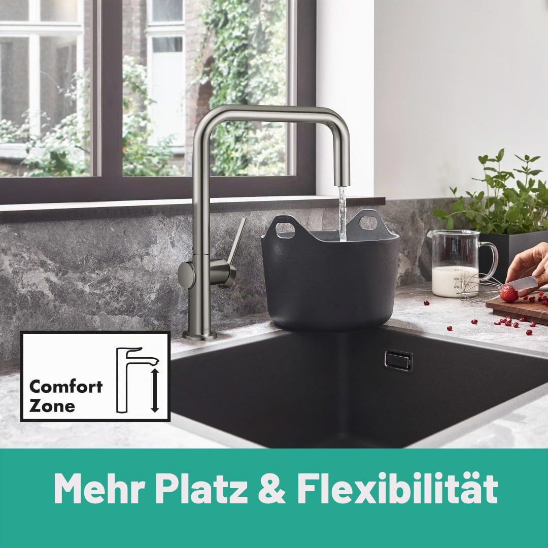 hansgrohe Küchenarmatur Talis M54 (Wasserhahn Küche, 360° schwenkbar, hoher Komfort-U-Auslauf 220mm, Standardanschlüsse) Edelstahl Finish