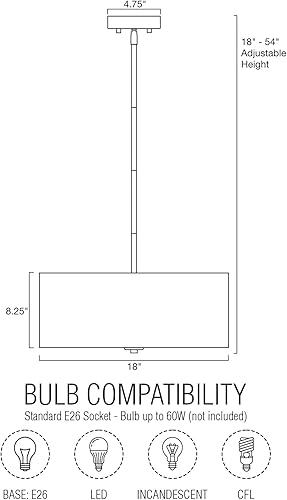 Miniatura 4 de Kira Home Pearl - Lámpara de araña moderna con 3 luces con colgante de tambor grande de 18 pulgadas, pantalla blanca texturizada + difusor de