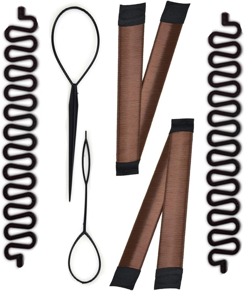 Magic Hair Braided Tool Set of 6 Women Fashion French Hair Styling Clip DIY French Hair Braiding Tool Hairstyle Braid Tool Twist Plait Hair Braiding Tool Bun and Pony Tail Hair Accessories (3 Style)